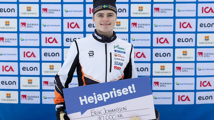 Erik Johansson vann Hejapriset och får 10 000 kronor att delas mellan sig själv och Falun Borlänge SK.