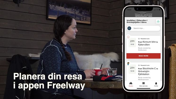 Planera din resa till fjällen i Freelway appen