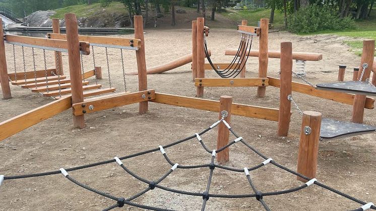 Den nya balansbanan vid Rösjöbadet i Sollentuna kommun.