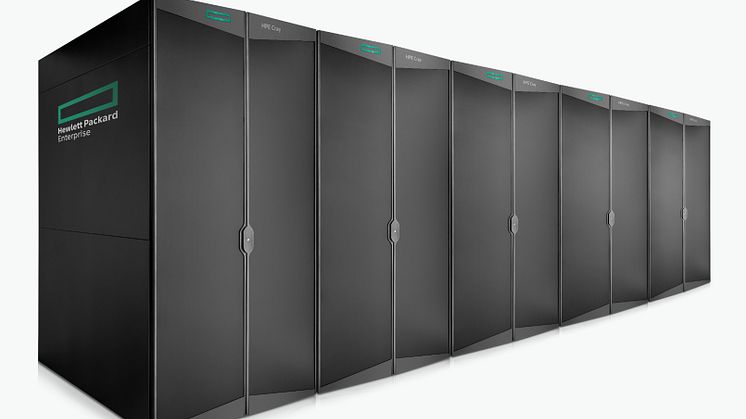 Norges neste superdatamaskin blir en HPE Cray EX Supercomputer. Alle beregningsnodene plasseres inn i to HPE Cray Supercomputing EX4000-kabinetter som begge fylles helt opp og vil veie om lag fire tonn hver. lllustrasjon: HPE.