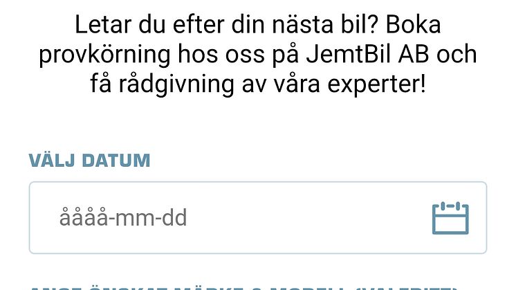 Facelift för provköring bilbytes landningssida