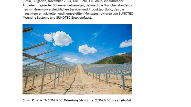 Pressemitteilung SUNOTEC Mounting Systems und SUNOTEC Steel_German Version 