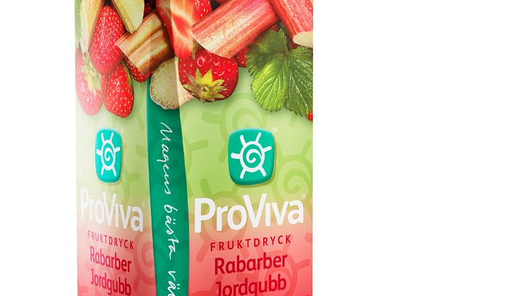 Nu är nya ProViva Rabarber Jordgubb här - en härlig smak som svenska magar kommer att älska