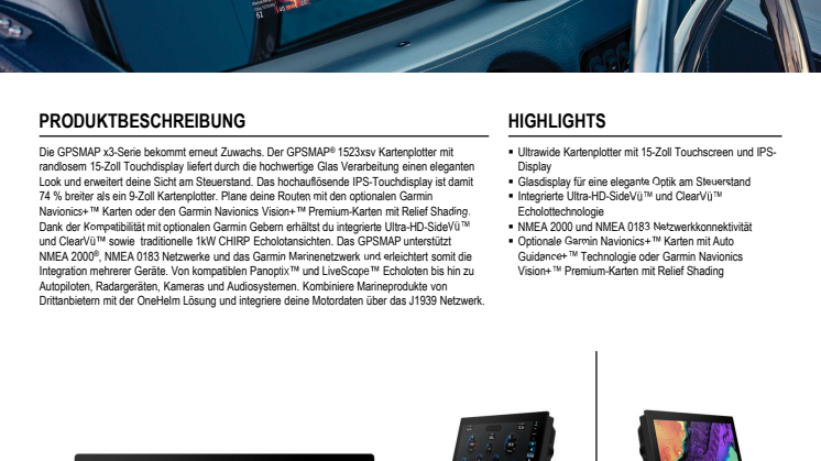 Datenblatt CH Garmin GPSMAP 1523xsv