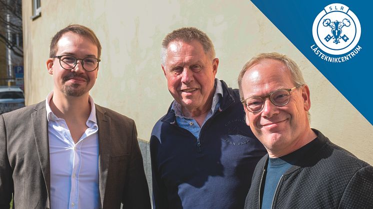 SLR:s VD Martin Järbur och hans nordiska kollegor – Knut Kildahl, styrelseordförande vid Norske Låsesmeder, och Gert Mejlshede, ordförande vid Låsesmedeforeningen i Danmark – är glada över CE-samarbetet. Foto: Anders Öhman