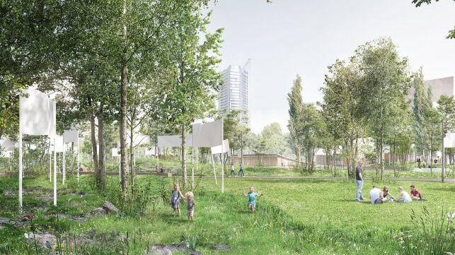 Freiheits- und Einheitsdenkmal in Leipzig - Siegerentwurf "Banner, Fahnen, Transparente"