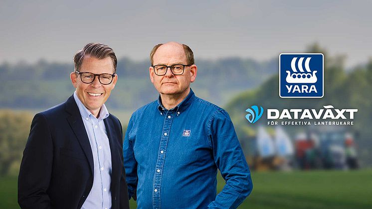 Fredrik Djupmarker, vd Dataväxt, tillsammans med Knud Nissen, precisionsodlingsansvarig Yara