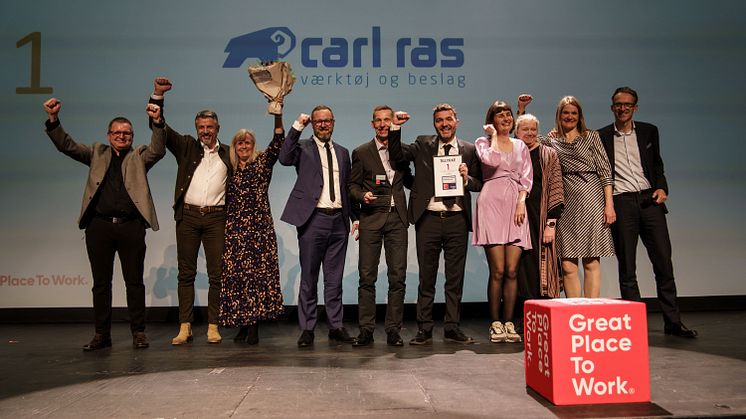 Foto af Carl Ras' kåring til Danmarks bedste arbejdsplads. Fotos kan frit benyttes til omtale af Carl Ras. Fotokreditering: Great Place To Work. 