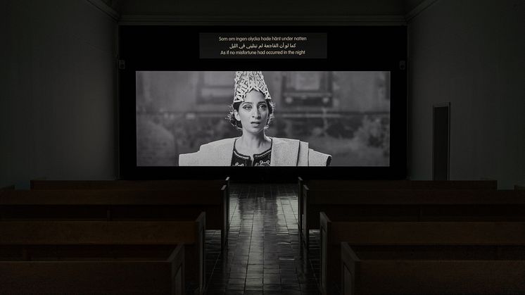 Installationsbild As If No Misfortune Had Occurred in the Night, Larissa Sansour och Søren Lind, 2022