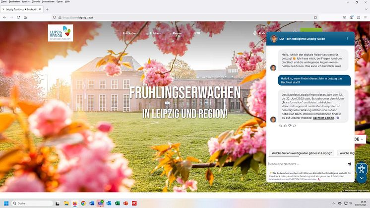 Leipzig Travel - Chatbot LIO beantwortet Fragen - Screenshot