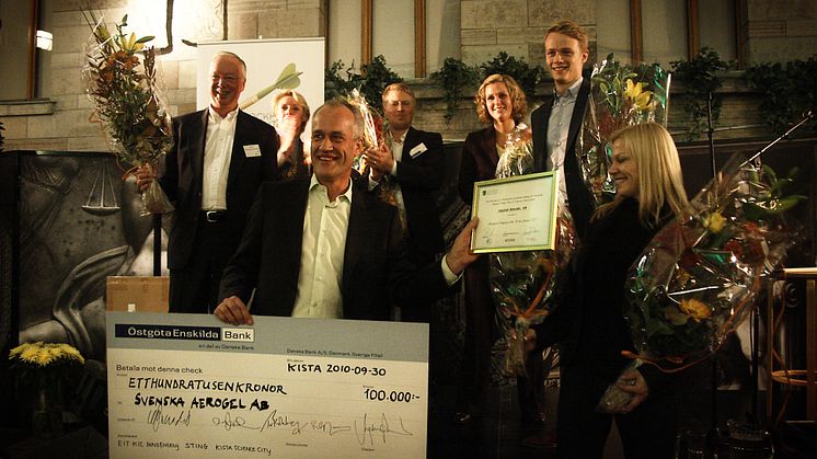 Svenska Aerogel utsågs till Cleantech Company of the Year 2010 vid Stockholm Cleantech Venture Day