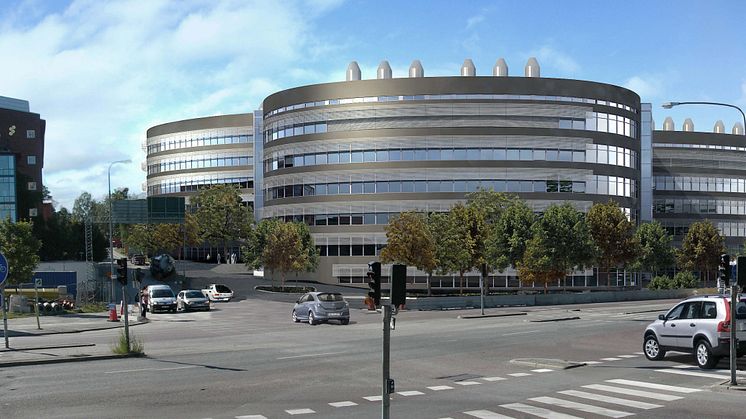 Skiss ny byggnad Karolinska Institutet Science Park, Campus Solna