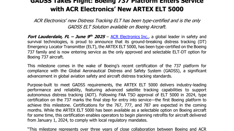 ACR Electronics Secures Type-Approval for ARTEX ELT 5000 on Boeing 737 Aircraft_Final.pdf