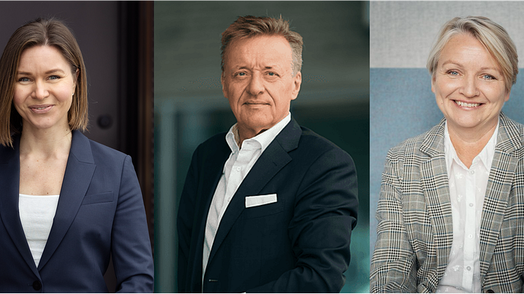 Matilda Vinje fra Schage Eiendom, Olav Løvstad fra DNB og Bettina Sandvin fra Bane NOR og ble på årsmøtet til Grønn Byggallianse valgt som nye styremedlemmer. Foto: Schage Eiendom/DNB/Bane NOR
