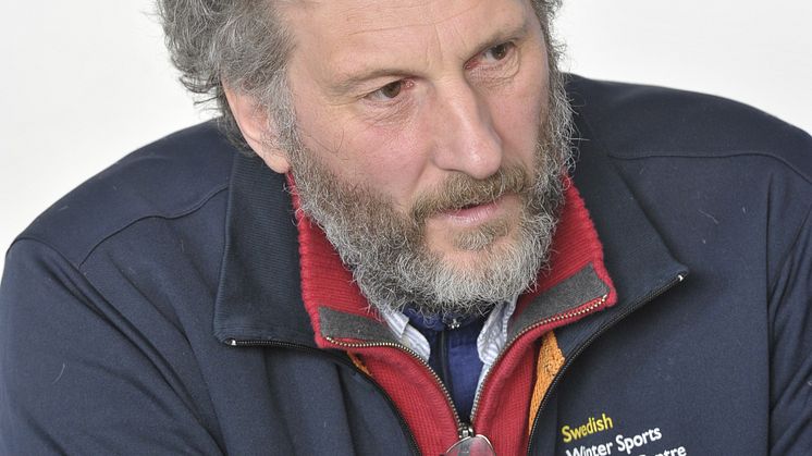 H-C Holmberg under presskonferens i Åre
