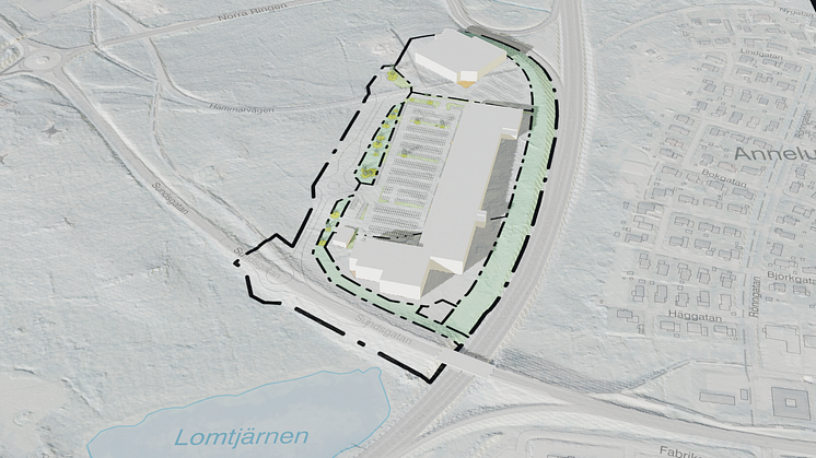 Planområdet ligger i Norra Lomtjärn.