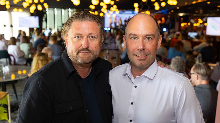 Patrik Sällström och Rickard Carstedt hälsar välkommen till Västerbotten på Grand Hôtel 2025. Foto: Patrick Trägårdh