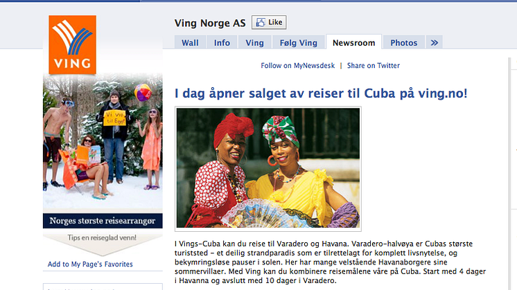 Presserom på Facebook.