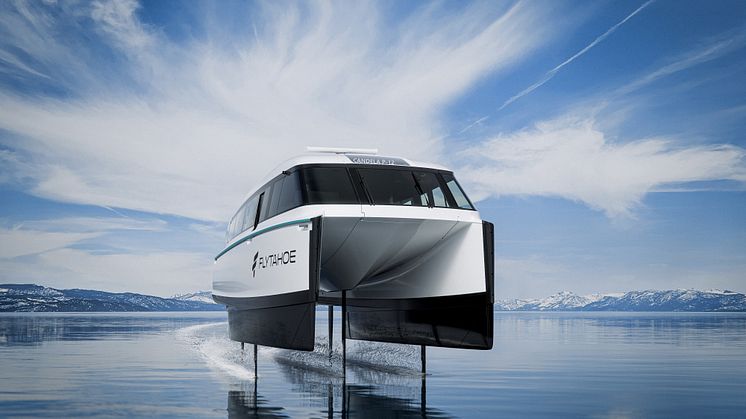 FlyTahoe's electric, hydrofoiling Candela P-12 ferry will offer a fast and efficient cross-lake connection on Lake Tahoe.