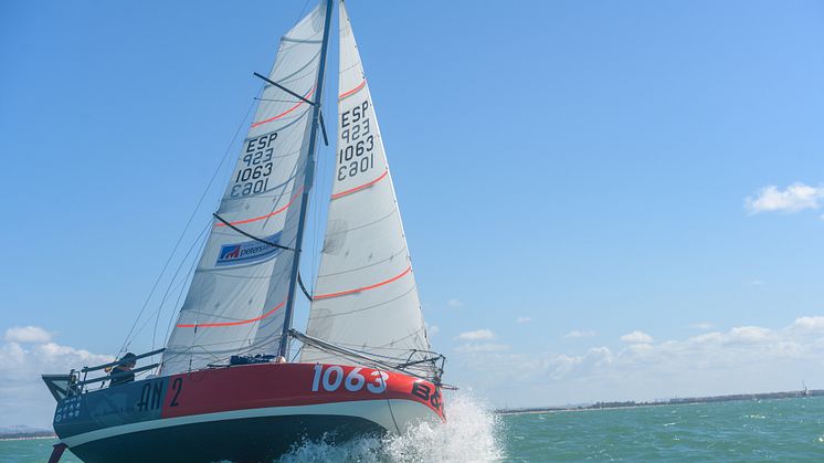 Aina Bauza navigating transatlantic route on 6.5m monohull