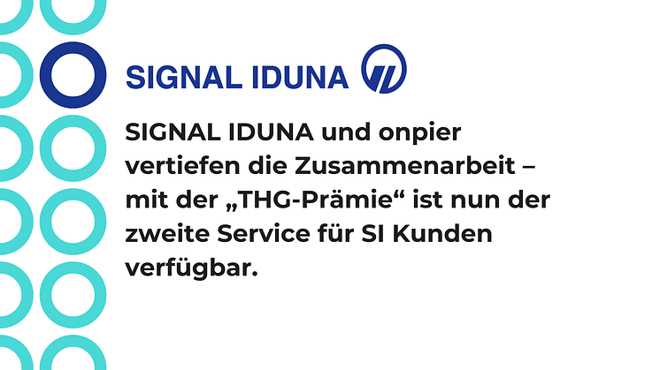 SIGNAL IDUNA und onpier vertiefen die Zusammenarbeit – mit der „THG-Prämie“ ist nun der zweite Service für SI Kunden verfügbar.