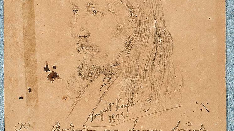 Theodor Bülau- Portræt af August Krafft (1798-1829). Med dedikation. Bly på papir. 12 x 10,5 cm.jpg