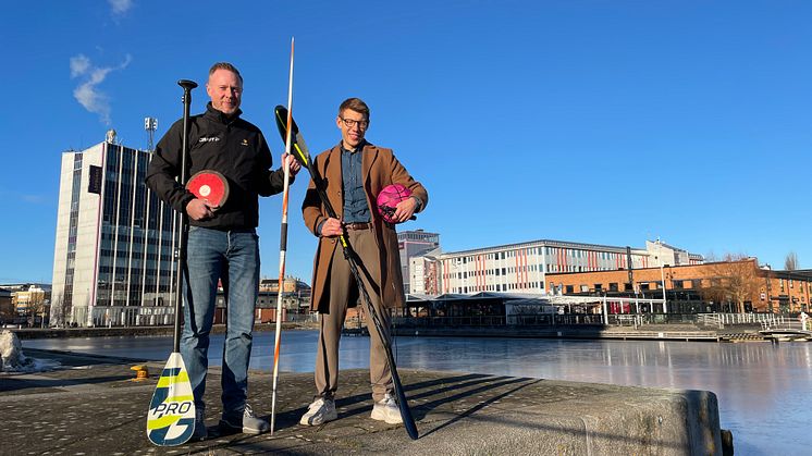 Andreas Lindgren och Mikael Björemo är i full gång med arbetet inför SM-veckan 2026. Inre hamn är en av de planerade arenorna.