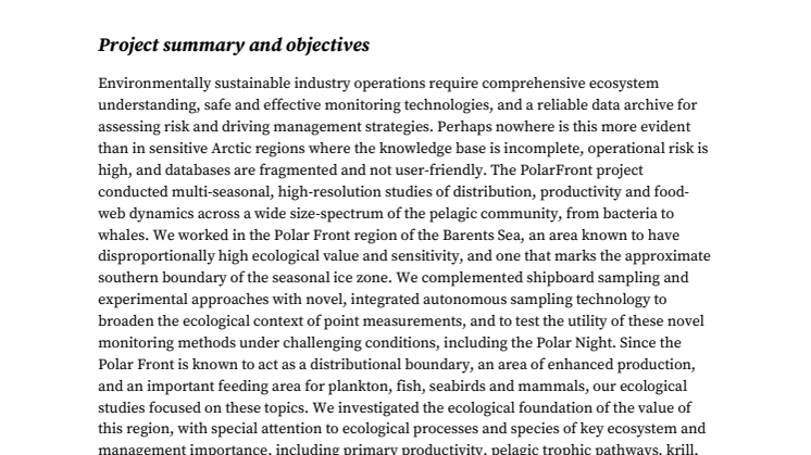 PolarFront project final report