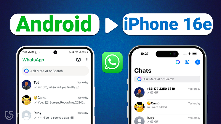 trasferire whatsapp da Android a iPhone 16e