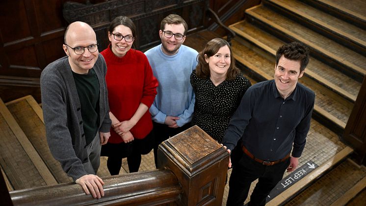 Some members of History’s editorial team (from left to right): Daniel Laqua (editor-in-chief), Katarzyna Kosior (reviews editor), Lewis Kimberley (editorial assistant), Charotte Alston (deputy editor) and Henry Miller (online editor).