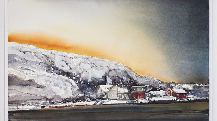 Solnedgång vid havet av Lars Lerin