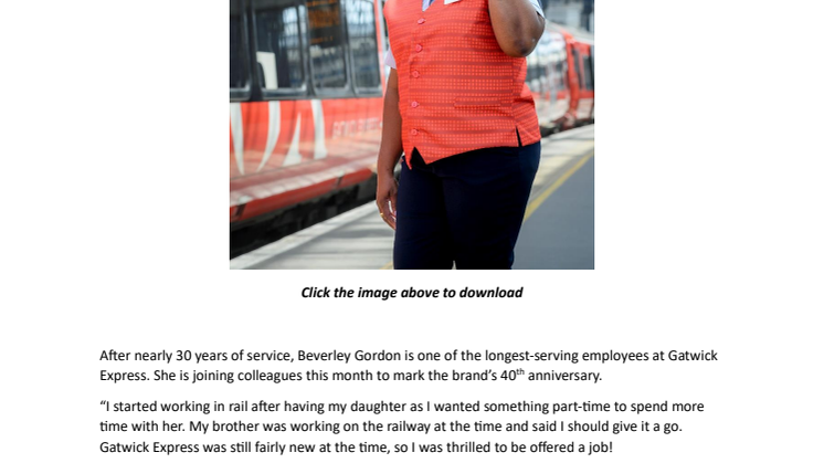 Beverley Gordon - Gatwick Express' 40th birthday 