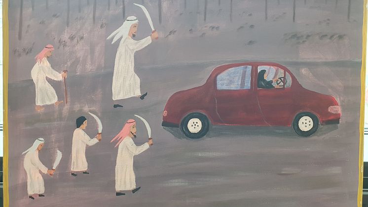 Målning av den afghanske människorättsaktivisten Murat Sharifi, Österrike.