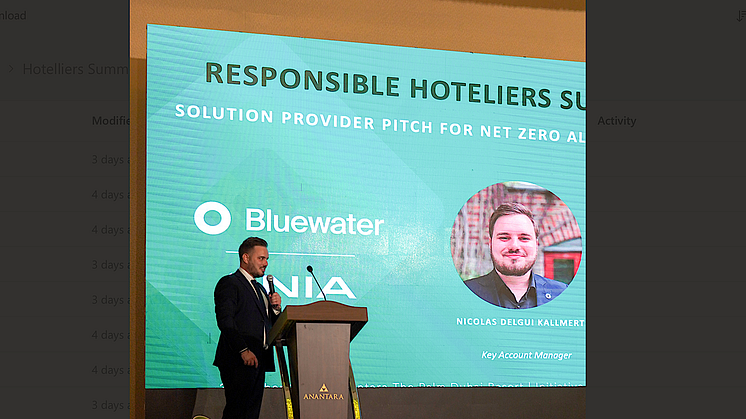 Bluewater Key Account Manager Nicolas Delgui Kalmert highlights the wide spectrum of Bluewater sustainable water purification and beverage solutions for the UAE and wider Middle East