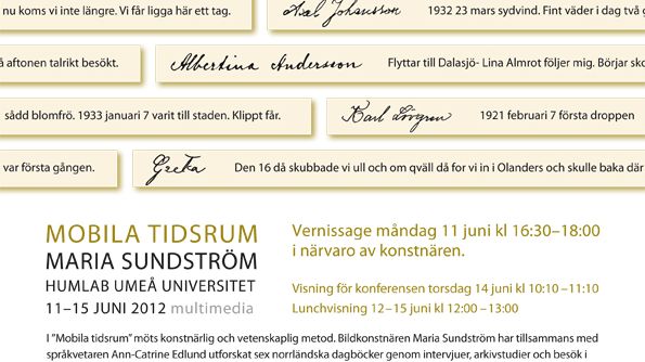 Vernissage HUMlab, Umeå universitet: "Mobila tidsrum" av Maria Sundström