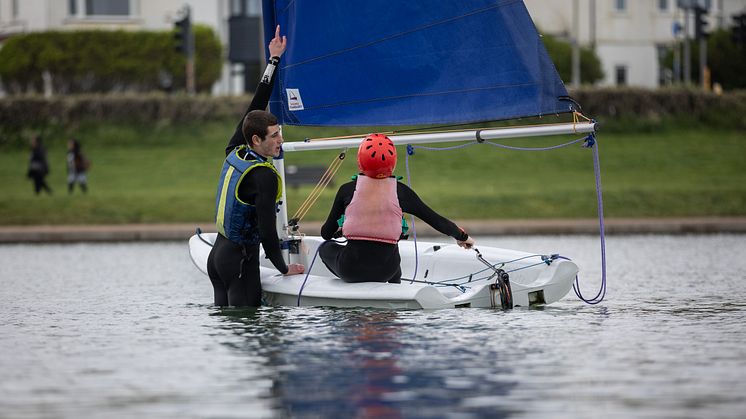 Hove Lagoon - Bill Hudson teaching APC boys on the water.jpg