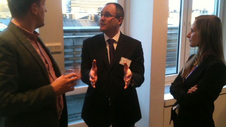 Neil Johnson of Telia Sonera makes a point at the IAA Sweden's Spotify seminar.