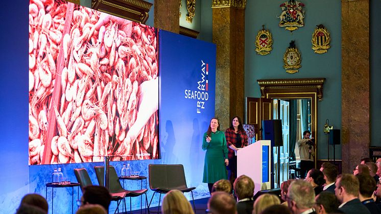 Synne Guldbrandsen, Marketing Manager at the Norwegian Fishermen’s Sales Organisation and Josefine Voraa, Seafood Analyst with the Norwegian Seafood Council present at the Norway-UK Seafood Summit