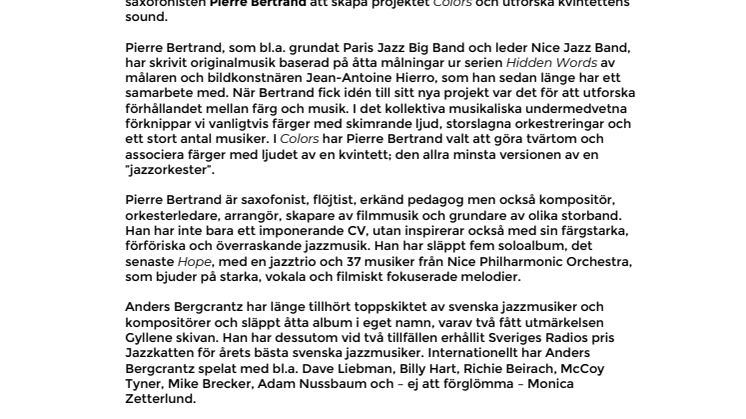 Pierre Bertrand & Anders Bergcrantz – COLORS