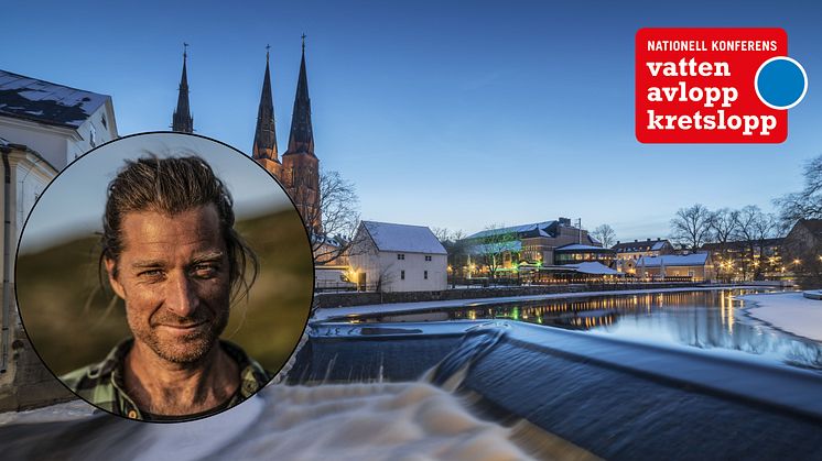 Markus Torgeby, inspirationsföreläsare under upptakten på Vatten Avlopp Kretslopp i Uppsala. Foto: Frida Torgeby