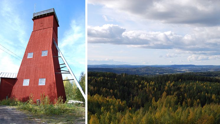 Gruvlaven i Intrånget och utsikt från toppen av gruvlaven.