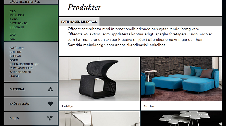 Offecct presenterar ny webbplats