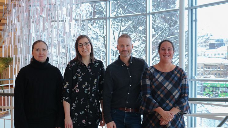 Louise Lindbäck, projektkoordinator, Annasara Lenman, NDPIA.  Fredrik Almqvist, föreståndare för UCMR och Marta Bally, NDP-VIP.
