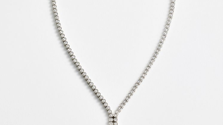 NECKLACE, platinum, blue and pink diamonds