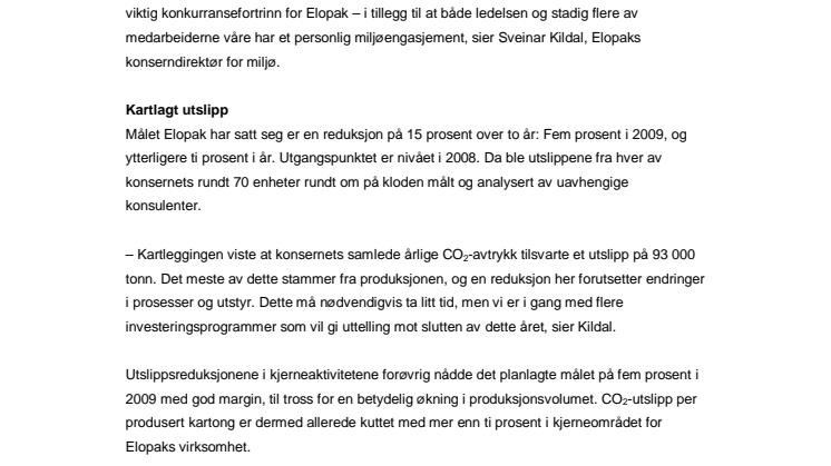 Elopak i rute med ambisiøst miljøprogram