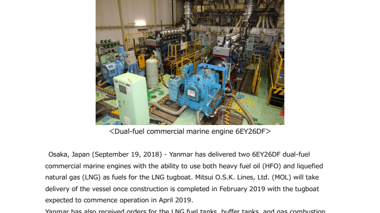 Yanmar Delivers Dual-Fuel Tugboat Propulsion Engines