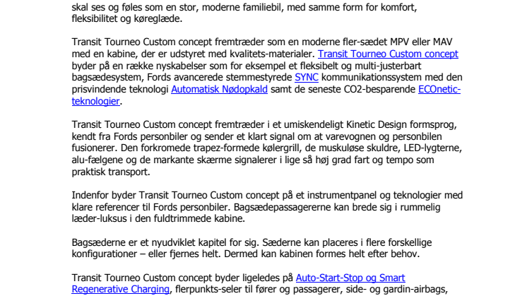 NÆSTE GENERATION AF FORD TRANSIT BYDER PÅ MERE LUKSUS OG STØRRE FLEKSIBILITET