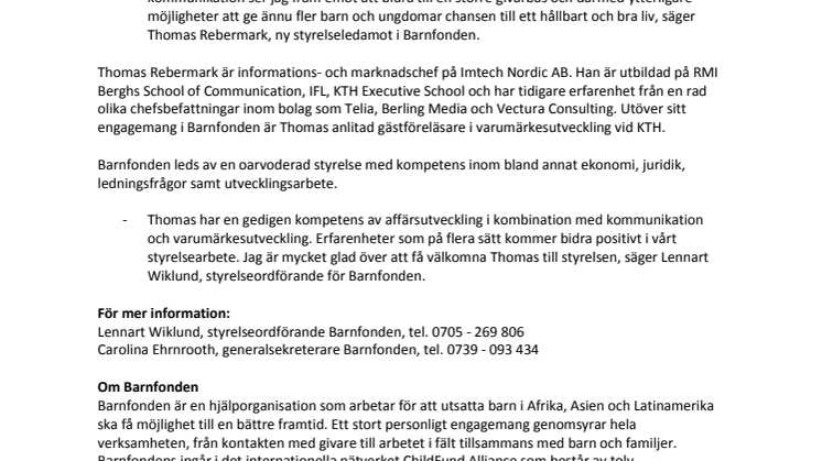 Informations- och marknadschef ny styrelseledamot i Barnfonden
