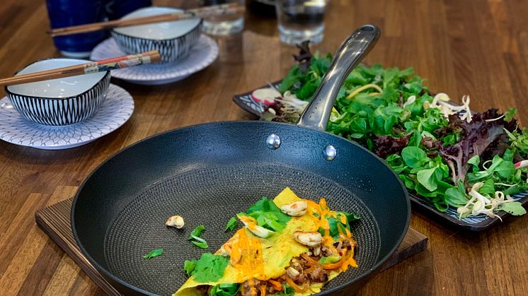Stekpannan har en patenterad non-stick-beläggning