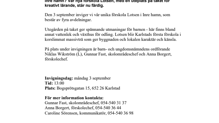 Unik förskola i massivt trä invigs i Inre hamn   